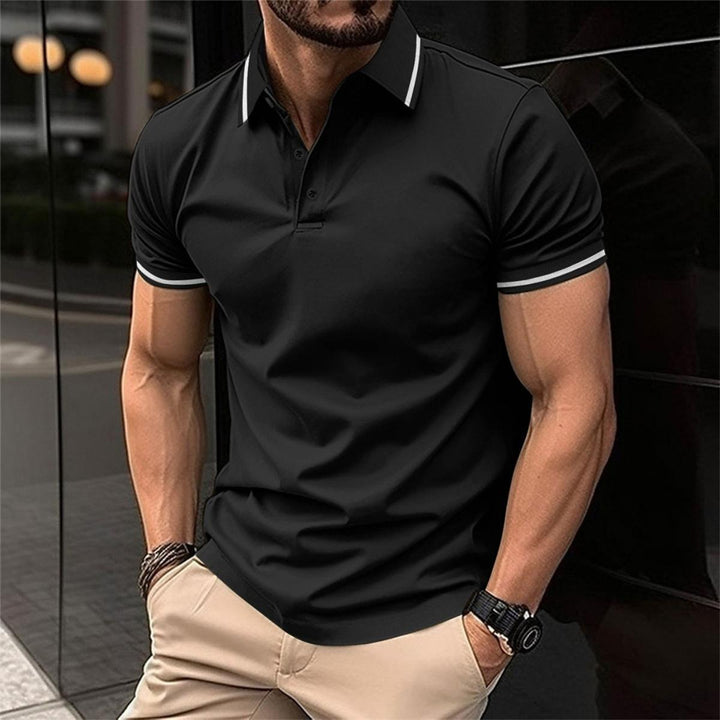 Kortærmet slim fit poloshirt til herrer med kontraststriber