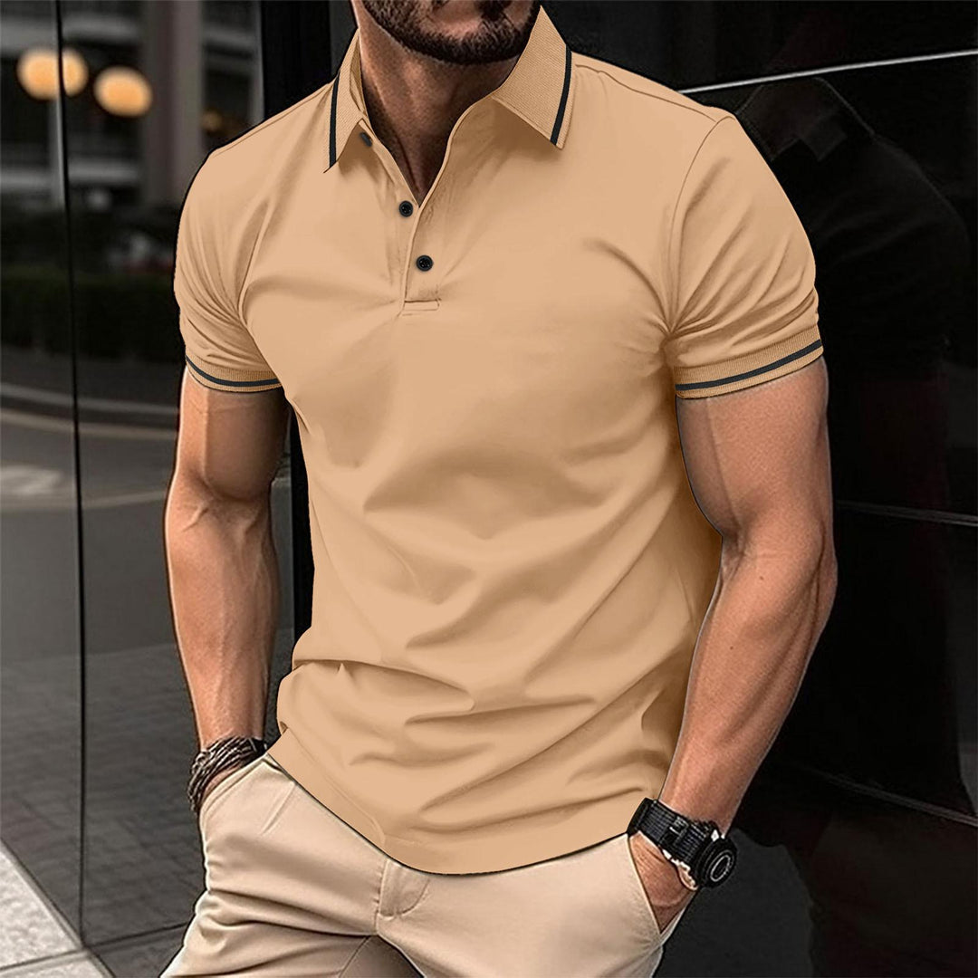 Kortærmet slim fit poloshirt til herrer med kontraststriber