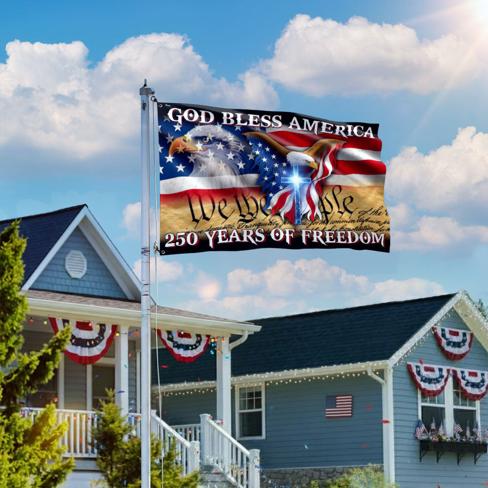 250 År Frihed Gud Velsigne Amerika Grommet Flag i Canvas