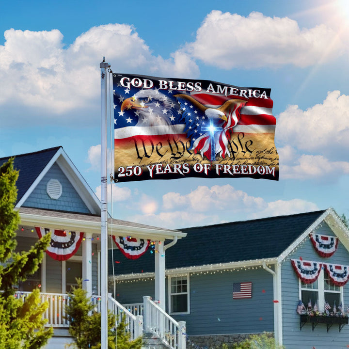 250 År Frihed Gud Velsigne Amerika Grommet Flag i Canvas