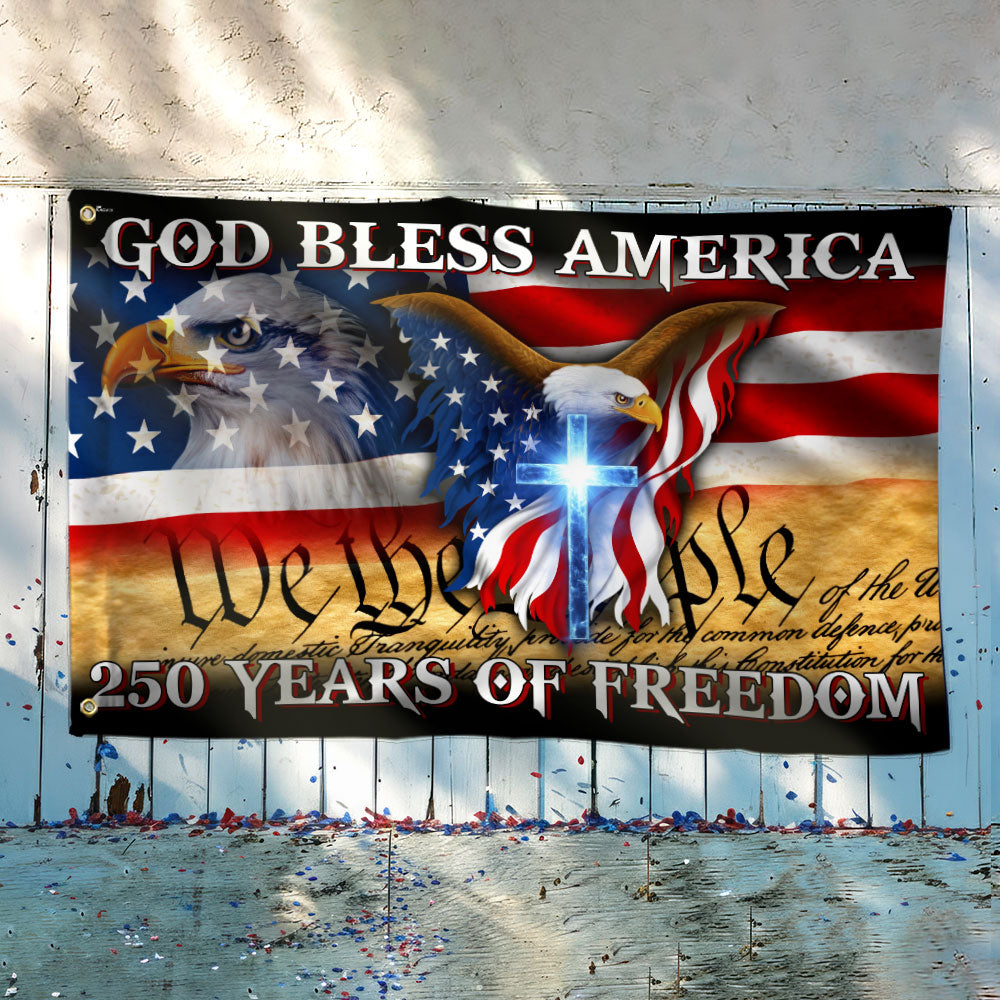 250 År Frihed Gud Velsigne Amerika Grommet Flag i Canvas