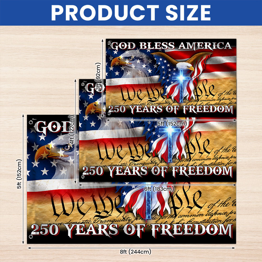 250 År Frihed Gud Velsigne Amerika Grommet Flag i Canvas