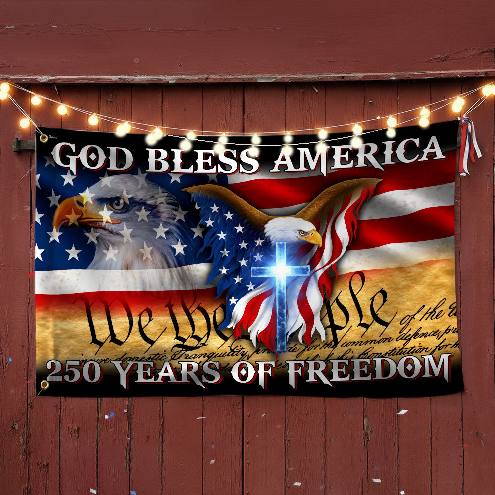 250 År Frihed Gud Velsigne Amerika Grommet Flag i Canvas