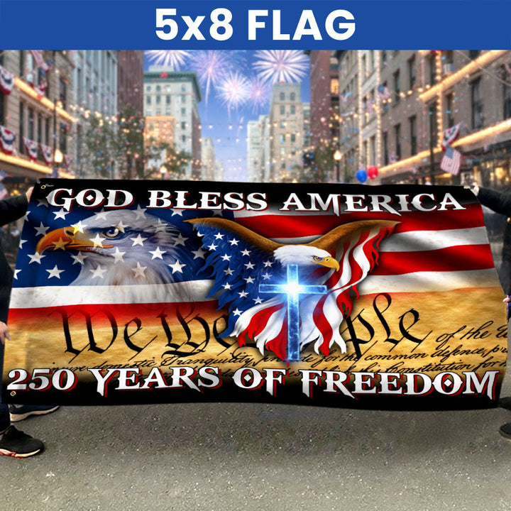 250 År Frihed Gud Velsigne Amerika Grommet Flag i Canvas