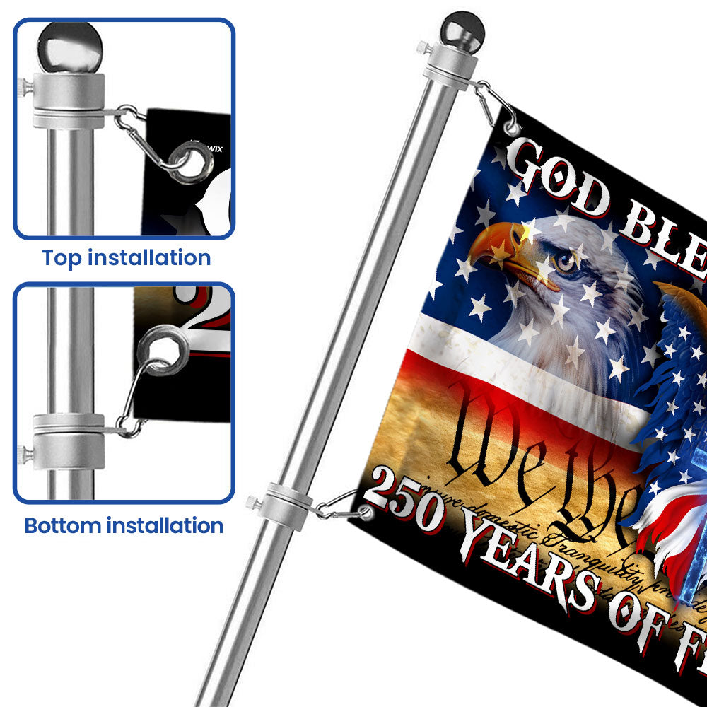 250 År Frihed Gud Velsigne Amerika Grommet Flag i Canvas