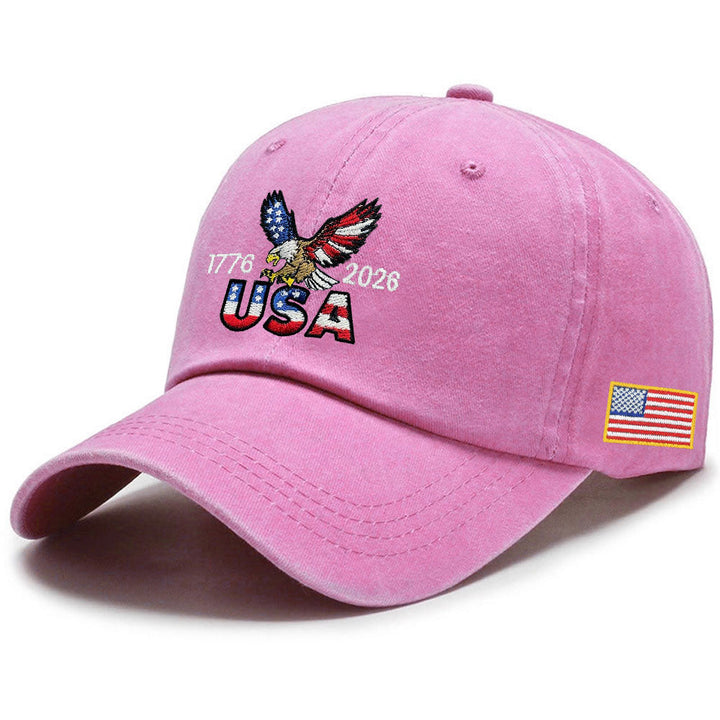Vasket Bomulds Kasket med Broderet Amerikansk Flag