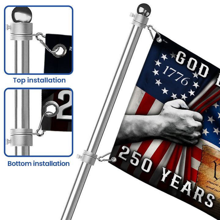 Dobbelt-Sidet Christian Grommet Flag 250 År med Frihed 1776-2026