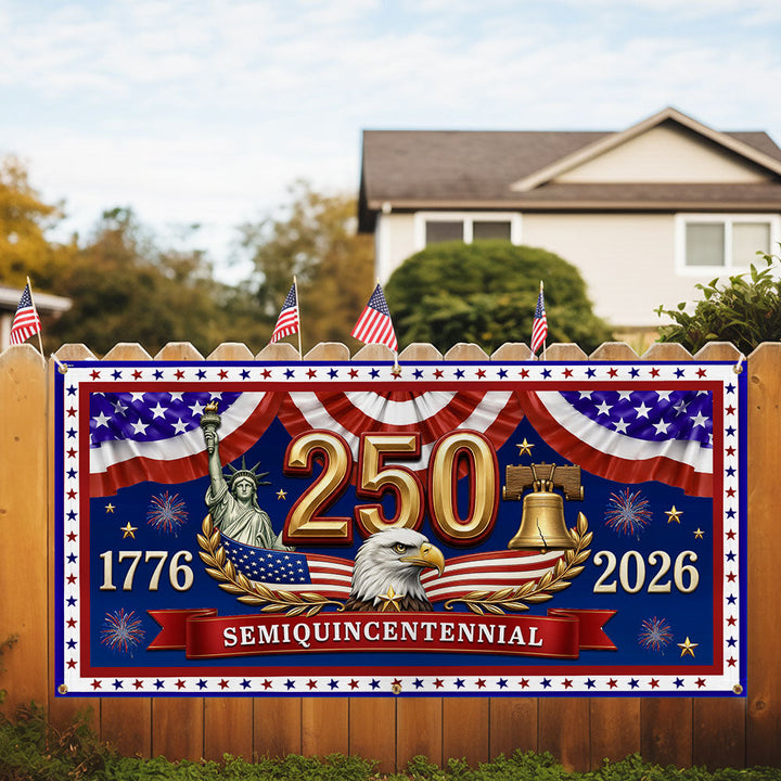 Patriotisk Hegn Banner til Semiquincentennial 250-års Fejring
