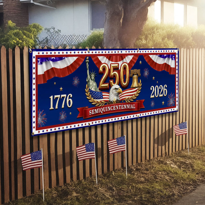 Patriotisk Hegn Banner til Semiquincentennial 250-års Fejring