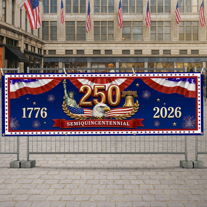 Patriotisk Hegn Banner til Semiquincentennial 250-års Fejring