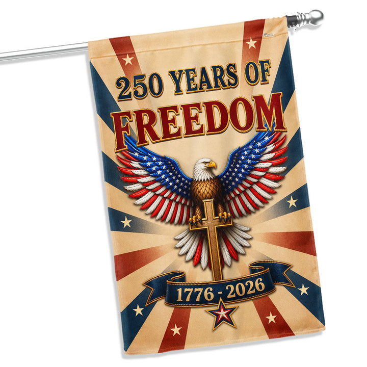 Kristen Haveflag med Patriotisk Ørn og Kors, 250 Års Jubilæum 1776-2026