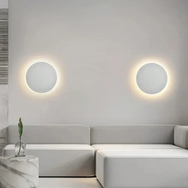 Rund LED Væglampe i Aluminium med Varm Hvid Belysning
