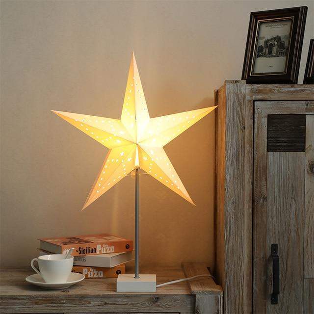 LED Stjerne Lampe med Træbase - Varmt Ambient Lys