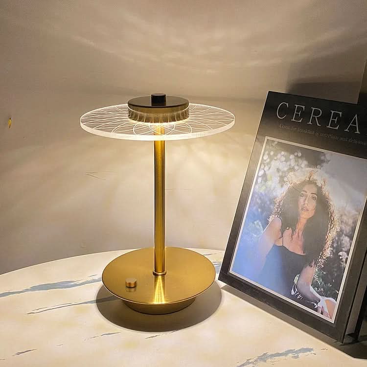 Trådløs Genopladelig LED Bordlampe med Krystal Disc Design