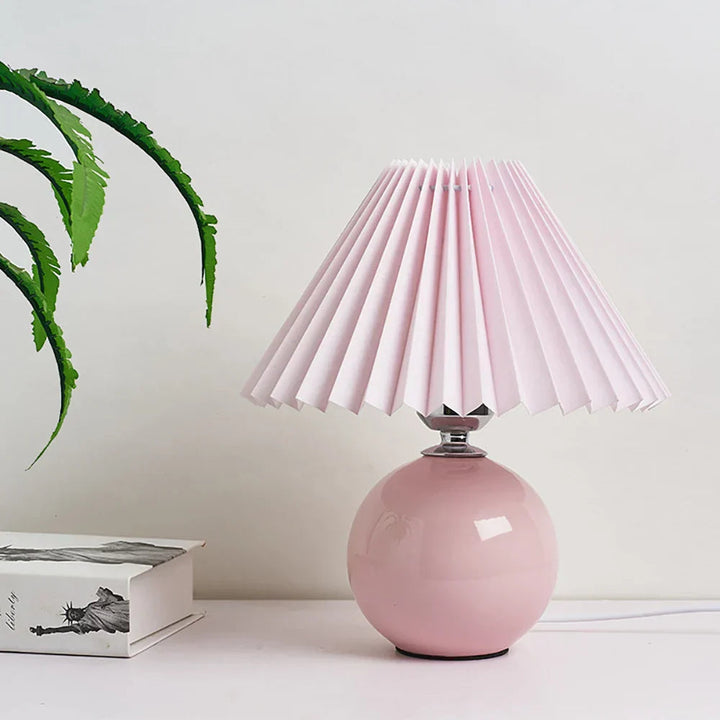Plisseret Bordlampe med Foldbar Skærm og Varmt Lys