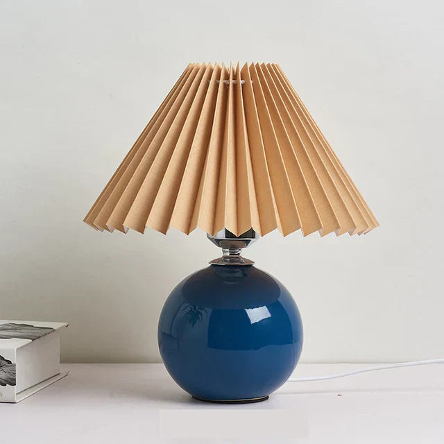 Plisseret Bordlampe med Foldbar Skærm og Varmt Lys