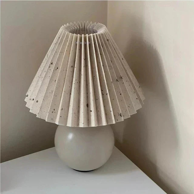 Plisseret Bordlampe med Foldbar Skærm og Varmt Lys