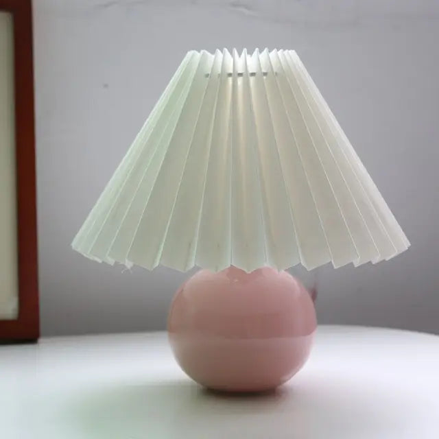 Plisseret Bordlampe med Foldbar Skærm og Varmt Lys