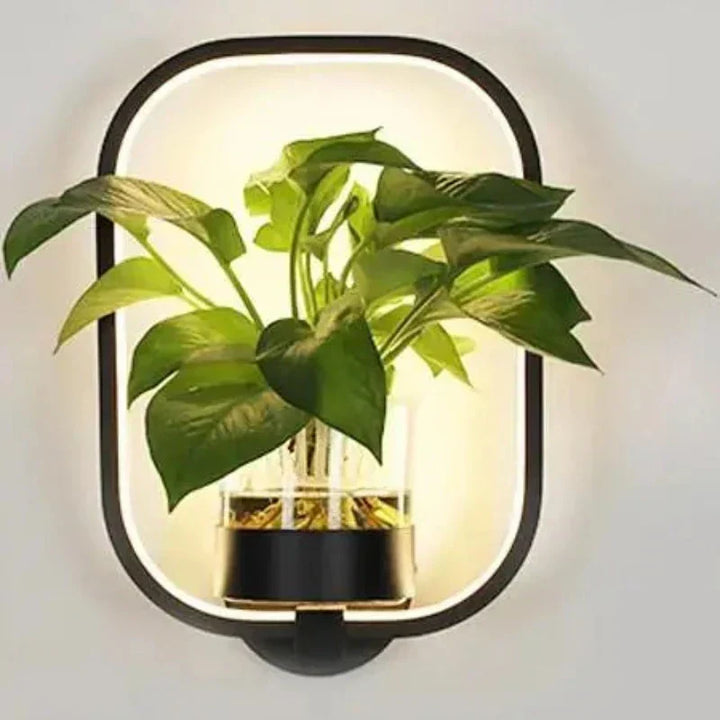 Moderne Væglampe i Jern og Glas med Plante Design