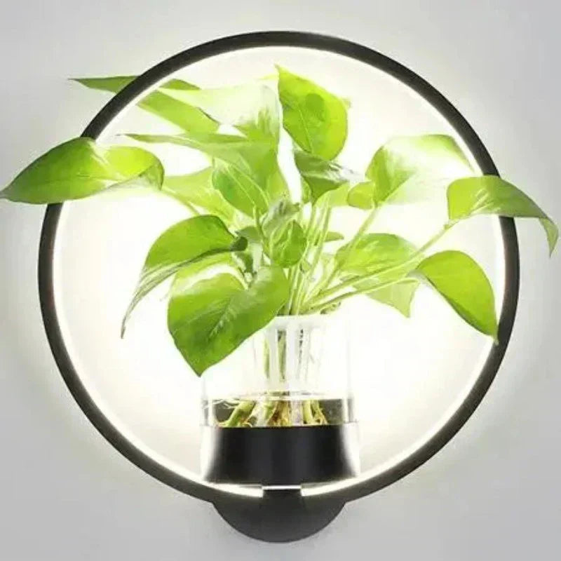 Moderne Væglampe i Jern og Glas med Plante Design