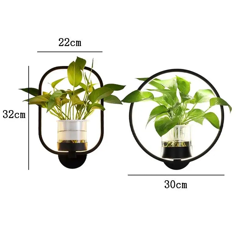 Moderne Væglampe i Jern og Glas med Plante Design