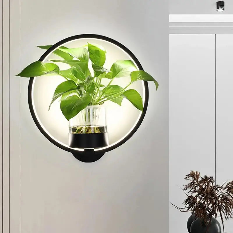 Moderne Væglampe i Jern og Glas med Plante Design