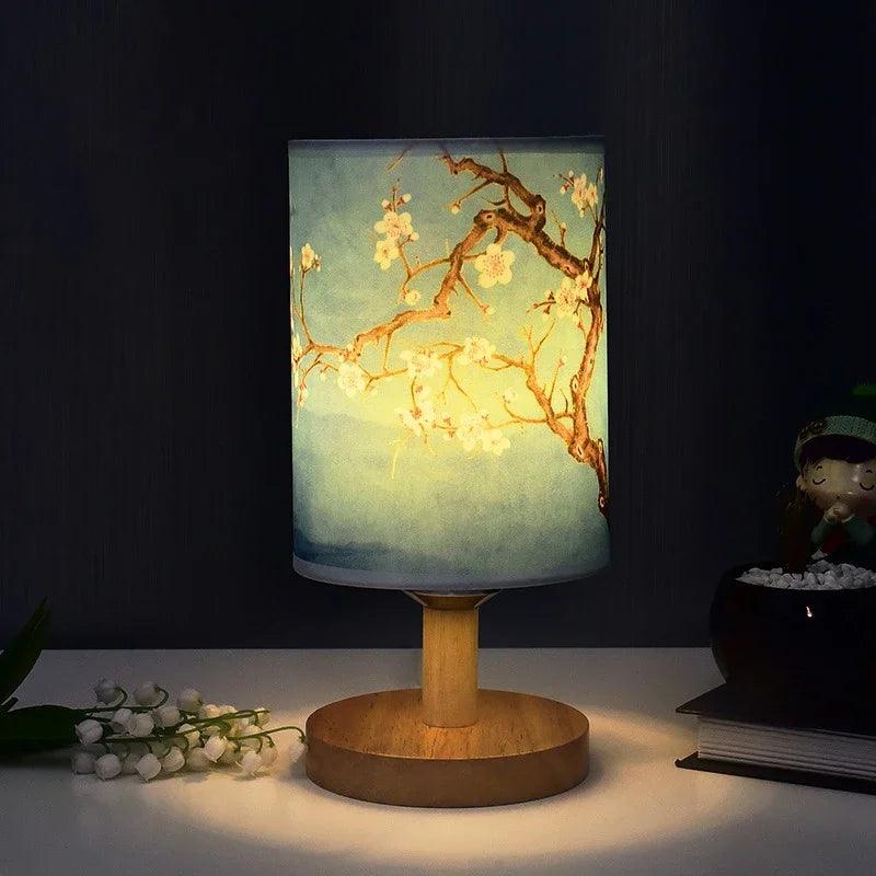 Japandi Bordlampe med Touch Control og Stofskærm