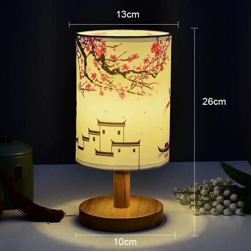 Japandi Bordlampe med Touch Control og Stofskærm