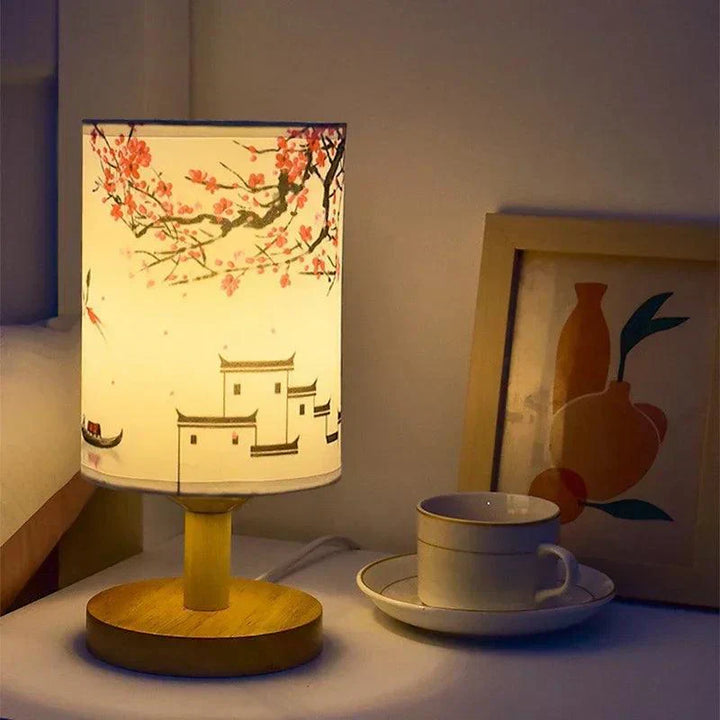 Japandi Bordlampe med Touch Control og Stofskærm