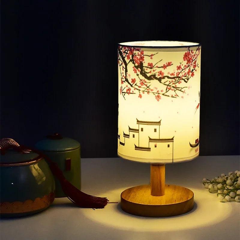 Japandi Bordlampe med Touch Control og Stofskærm