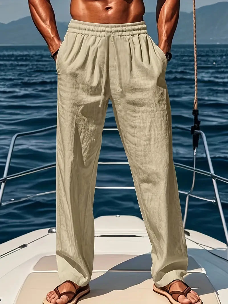 Leinenhose til mænd med justerbar talje