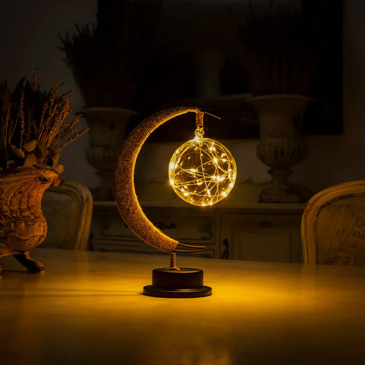 LED Månelampe i Glas - Batteridrevet, Realistisk Design