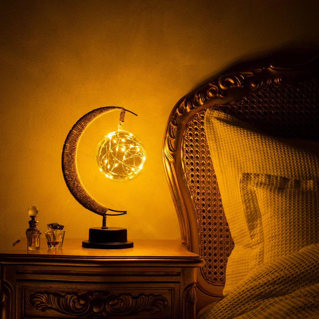 LED Månelampe i Glas - Batteridrevet, Realistisk Design