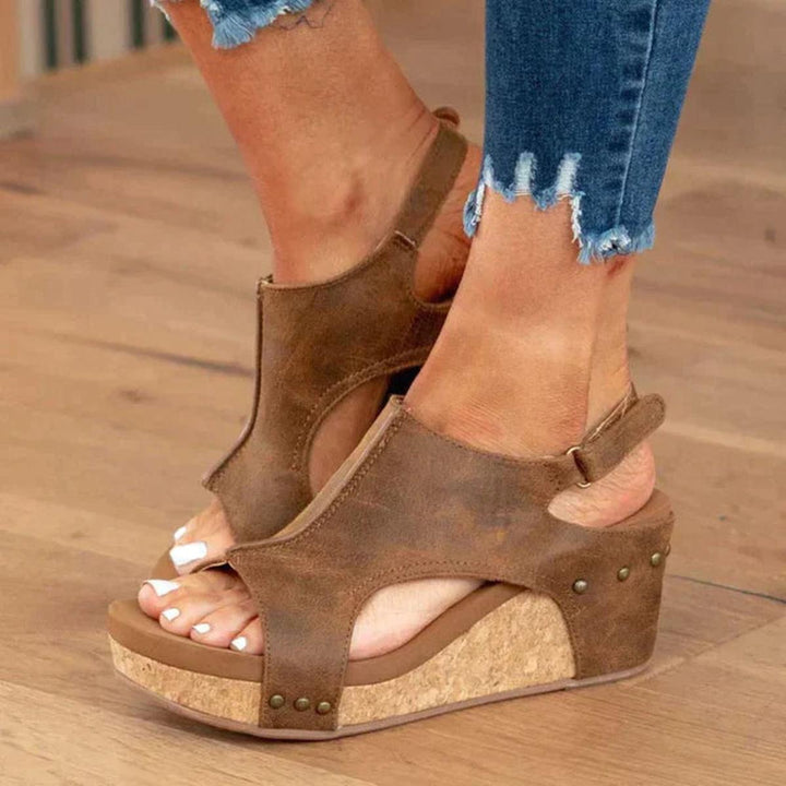Angela | Damernes kile-sandaler til at glide i med åben tå