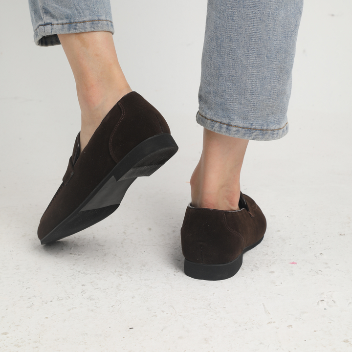 Penny-loafer i ruskindseffekt med ergonomisk indersål