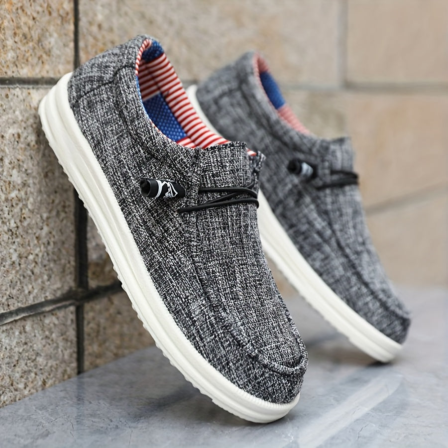 Loafers i letvægts canvas med elastisk snøring