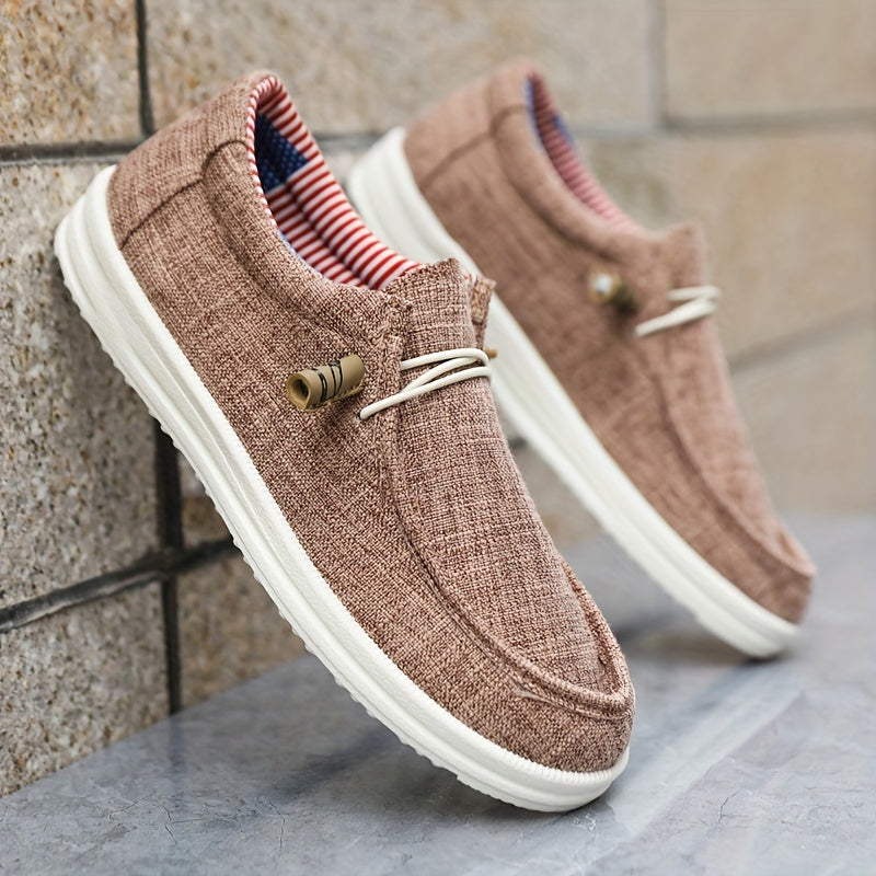 Loafers i letvægts canvas med elastisk snøring