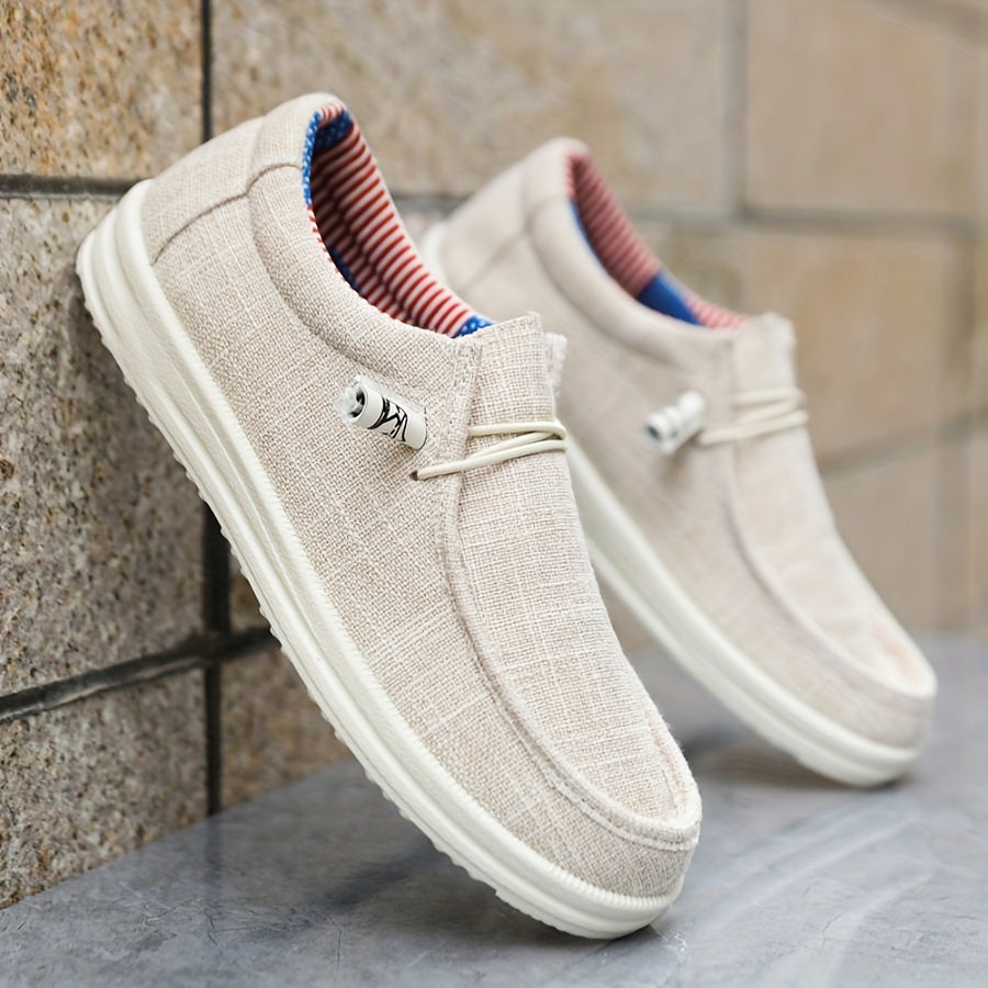 Loafers i letvægts canvas med elastisk snøring