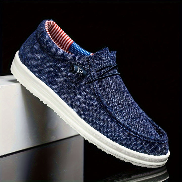 Loafers i letvægts canvas med elastisk snøring