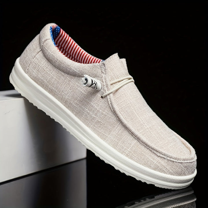 Loafers i letvægts canvas med elastisk snøring