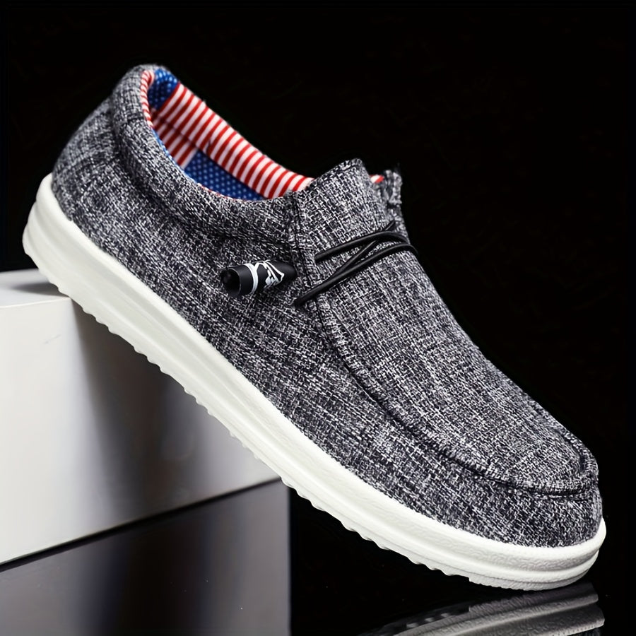 Loafers i letvægts canvas med elastisk snøring