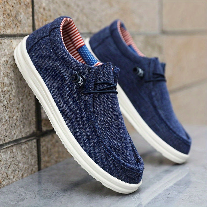Loafers i letvægts canvas med elastisk snøring