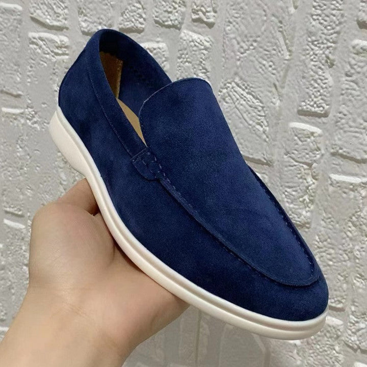 Loafers til mænd med flad sål og slip-on design