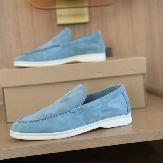 Loafers til mænd med flad sål og slip-on design