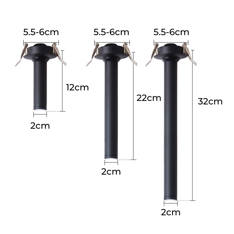 Lang Cylinder LED Spotlys i Nikkel med Varmt Hvidt Lys