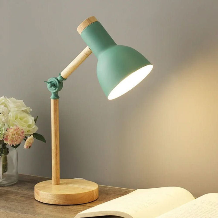 Justerbar Træ Skrivebordslampe med Pastel Accenter