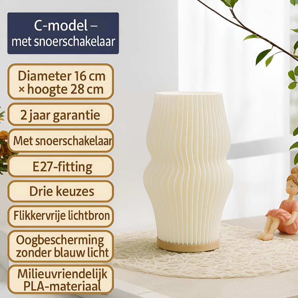 Moderne Swirl LED Bordlampe med Varm Hvid Belysning