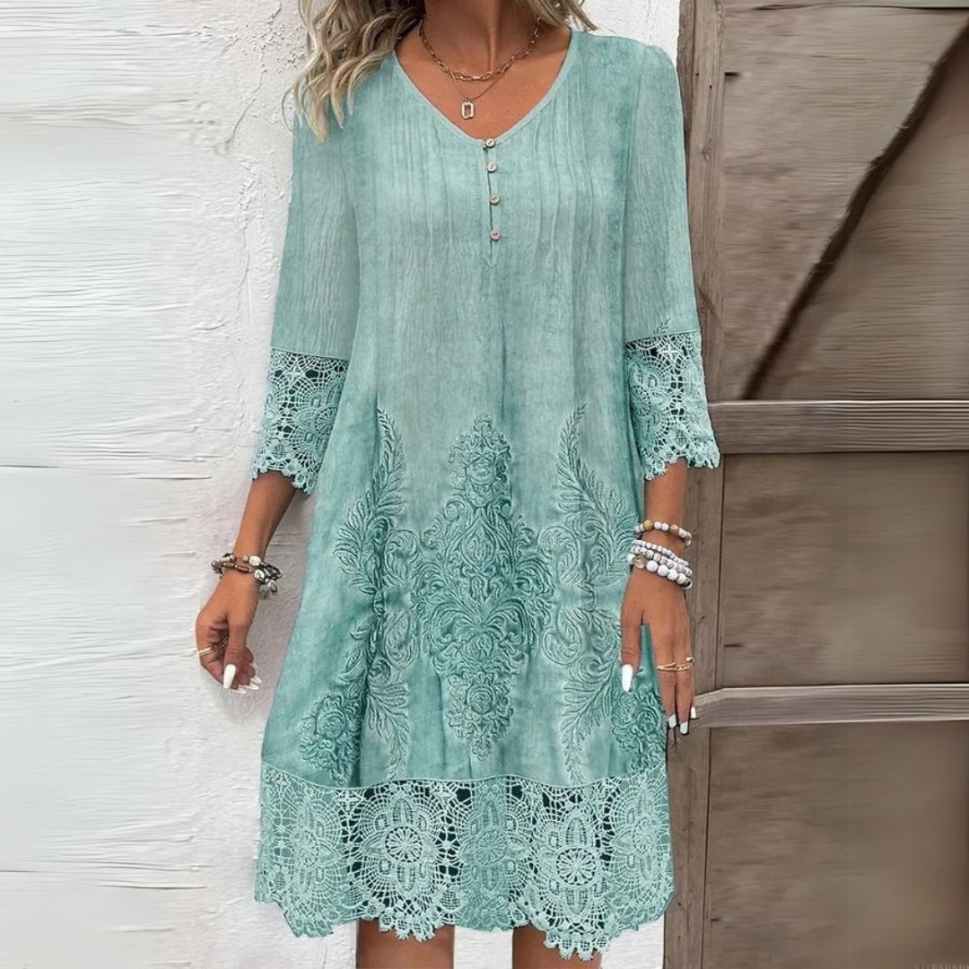 Jenna™ | Blomster Midi Kjole