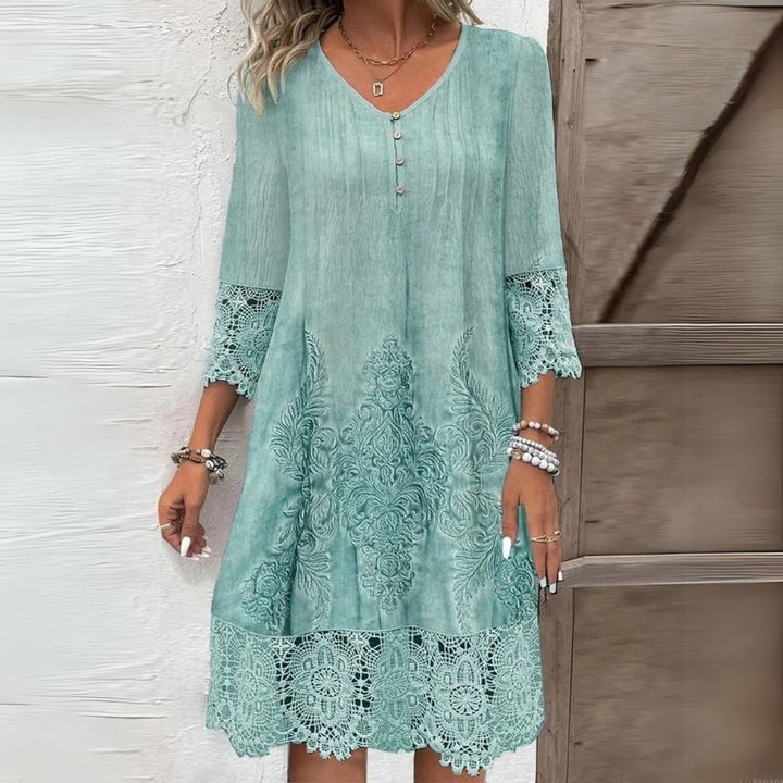 Jenna™ | Blomster Midi Kjole