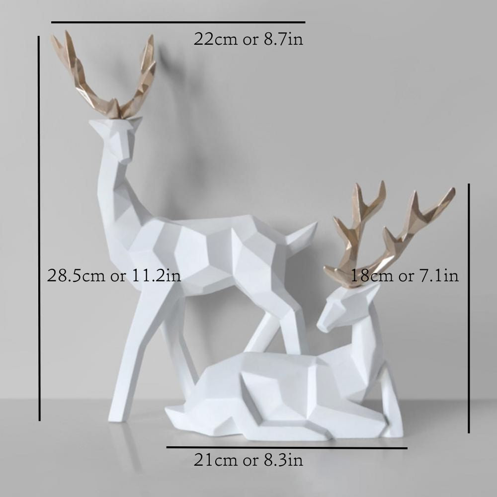 Geometrisk Hjort Skulptur i Hvid eller Guld Finish